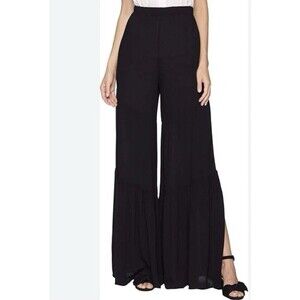 bb Dakota Bells Bottom Pants Size 4 Black Ruffle Flare Pull On Whimsygoth